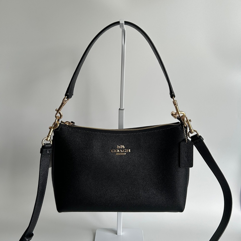 Coach Clara Black Crossgrain Leather Shoulder Bag CE584 NWT